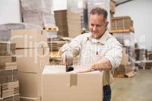 Warehouse worker preparing a shipment