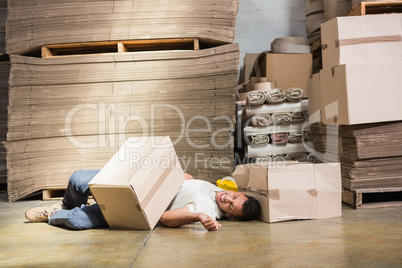Worker lying on the floor