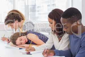Student dozing during a class