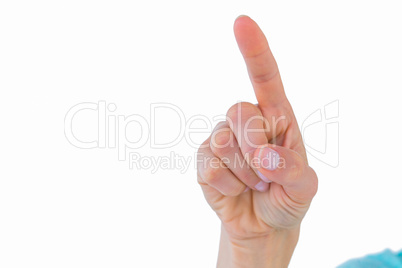 Hand of woman pointing up