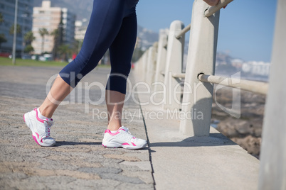 Fit woman standing on the pier