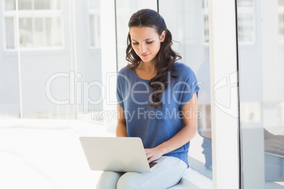 Pretty brunette using her laptop