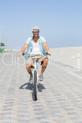 Handsome man on a bike ride