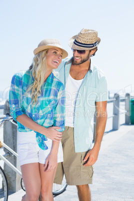 Cute couple on a bike ride