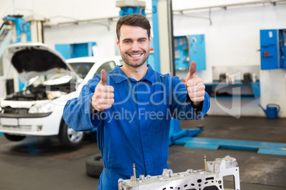 Mechanic working on an engine