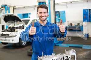 Mechanic working on an engine