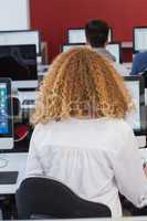 Student working in computer room