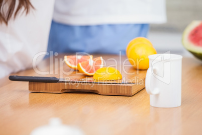 Close up of young couple preparing a healthy breakfast