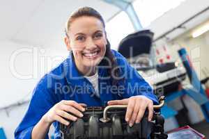 Mechanic working on an engine