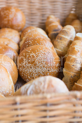 Close up of basket with breads
