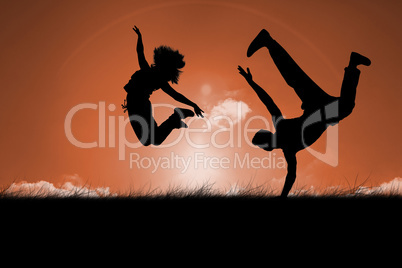 Composite image of cool break dancer