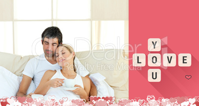 Composite image of cute valentines couple