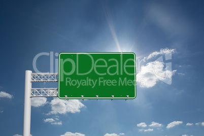 Composite image of green billboard sign