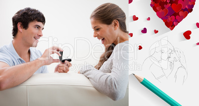 Composite image of cute valentines couple