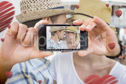 Composite image of valentines couple