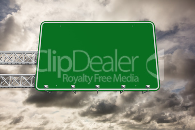 Composite image of green billboard sign