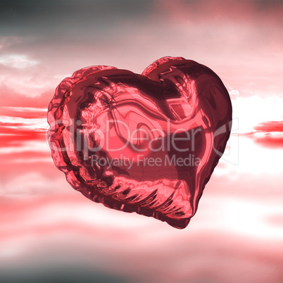 Composite image of red heart balloon