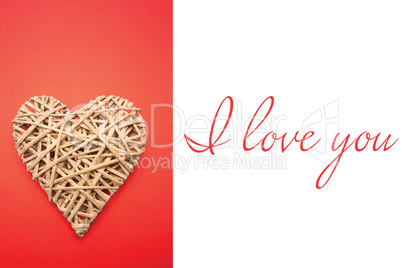 Composite image of wicker heart ornament