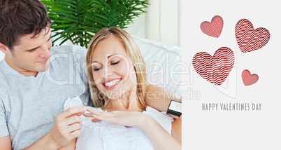 Composite image of cute valentines couple