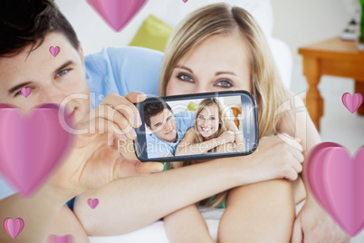 Composite image of valentines couple