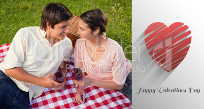 Composite image of cute valentines couple