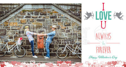 Composite image of cute valentines couple