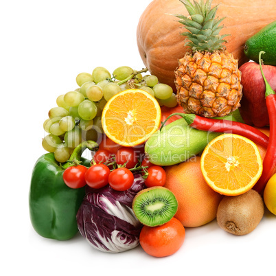 fruits and vegetables isolated on white background