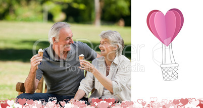 Composite image of cute valentines couple