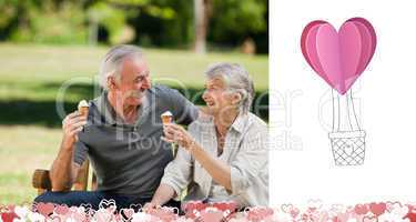 Composite image of cute valentines couple