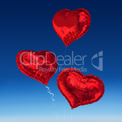 Composite image of love heart balloons