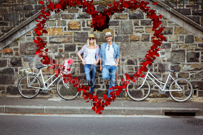 Composite image of cute valentines couple