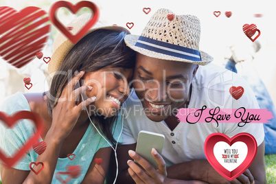 Composite image of cute valentines couple