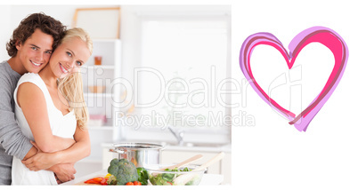 Composite image of cute valentines couple