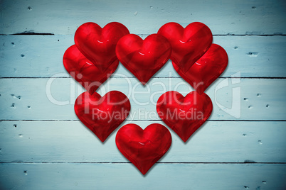 Composite image of red love hearts