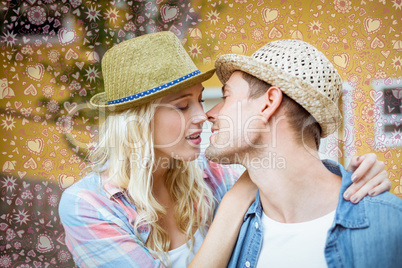 Composite image of cute valentines couple