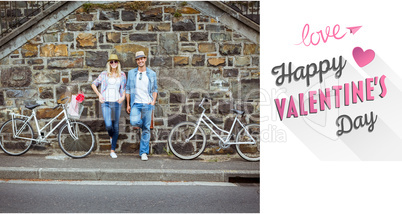 Composite image of cute valentines couple