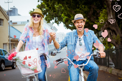 Composite image of cute valentines couple