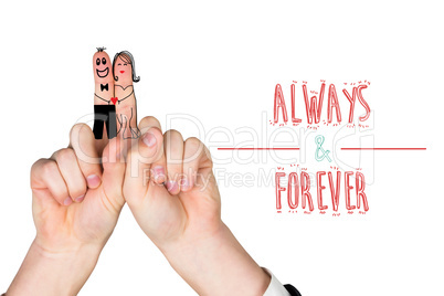 Composite image of fingers crossed like a couple