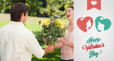 Composite image of cute valentines couple