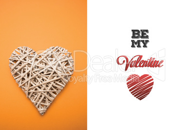 Composite image of wicker heart ornament