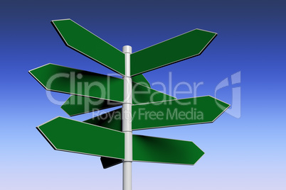 Composite image of green signpost