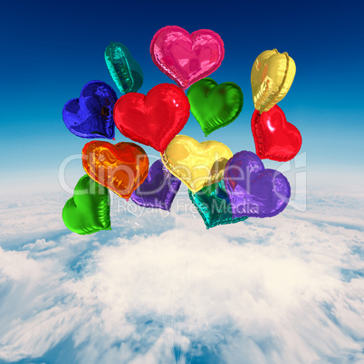 Composite image of heart balloons