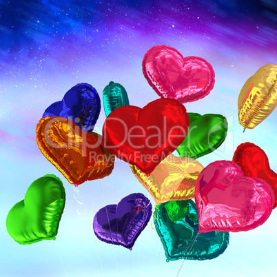 Composite image of heart balloons