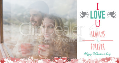 Composite image of cute valentines couple