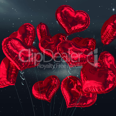 Composite image of heart balloons