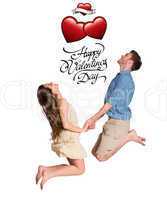 Composite image of cute valentines couple