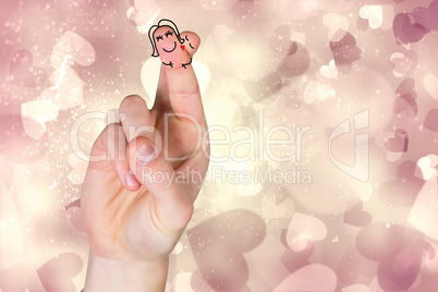 Composite image of fingers crossed like a couple