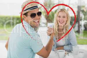 Composite image of cute valentines couple