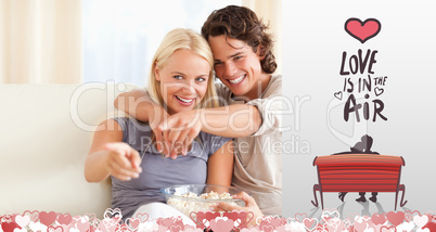 Composite image of cute valentines couple