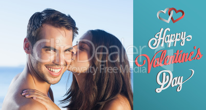 Composite image of cute valentines couple